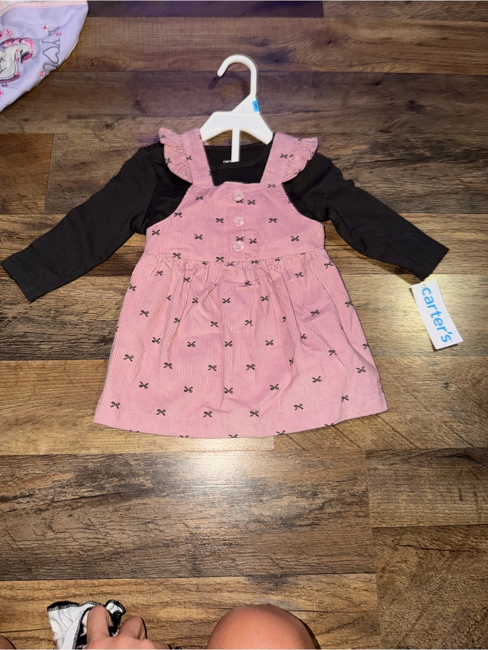 Carter's Pink Pinafore Dress with Black Long-Sleeve Top